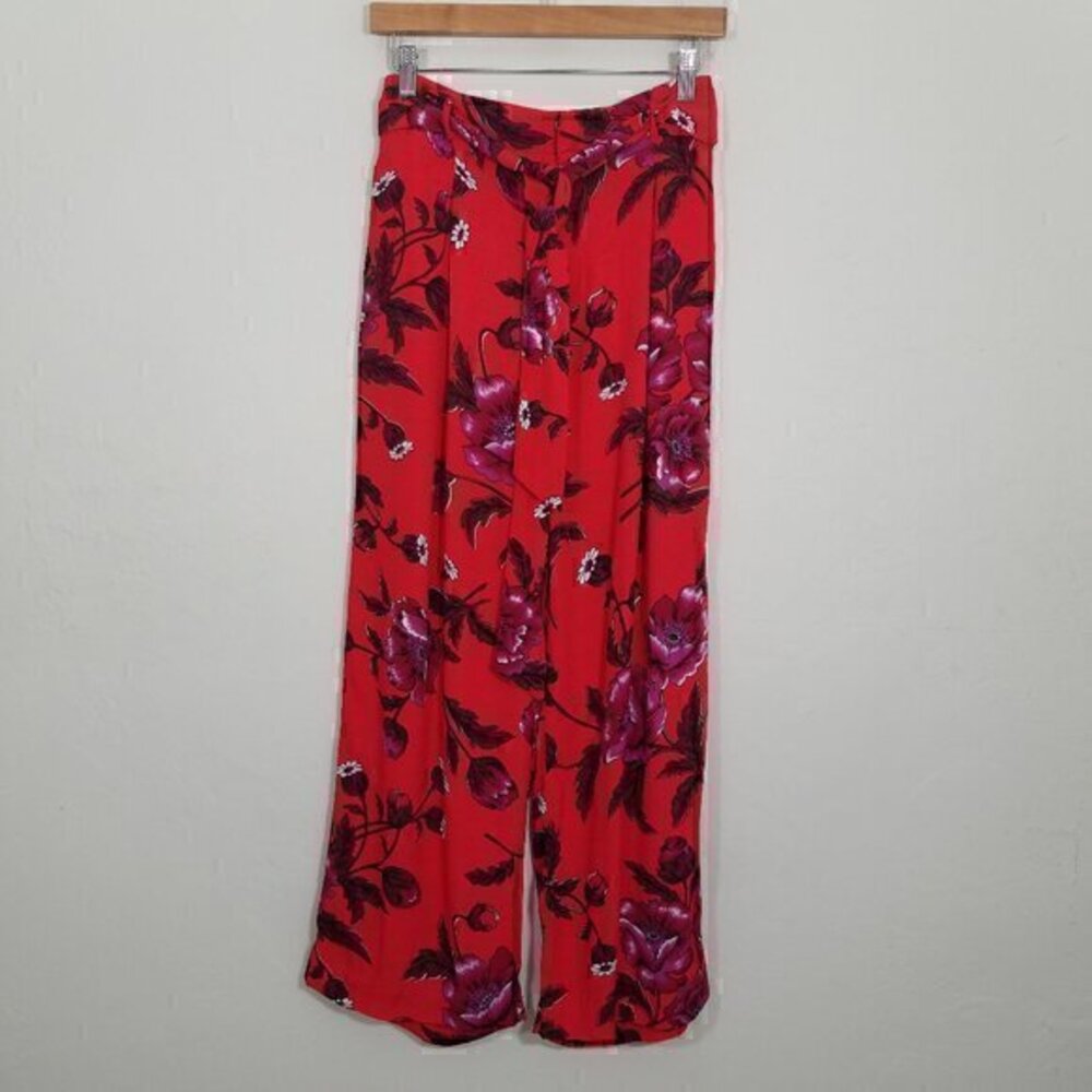 Ett:twa by Anthropologie Floral Pants Red Size 2